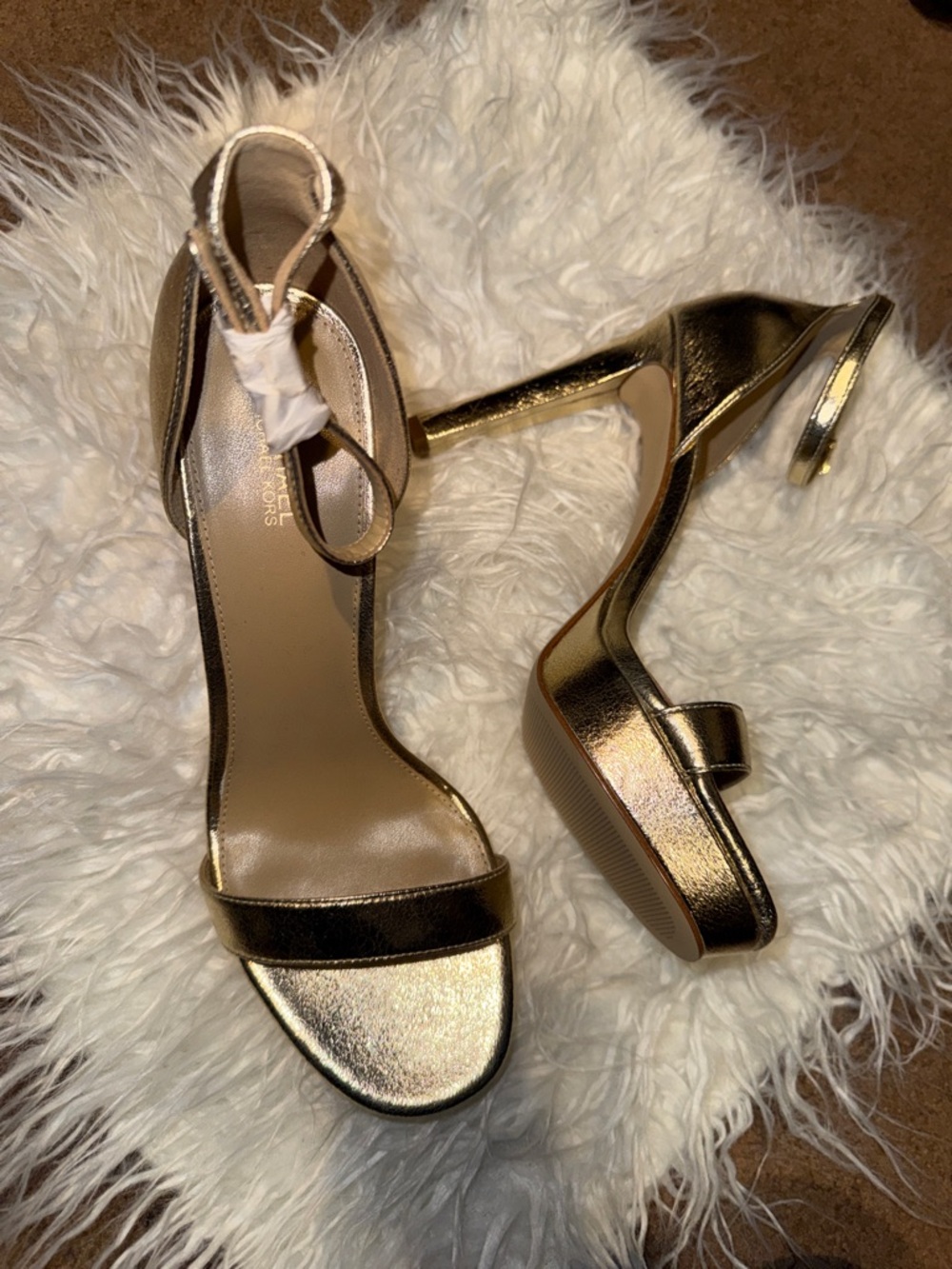 Michael Kors Metallic Gold Platform Ankle-Strap Heels